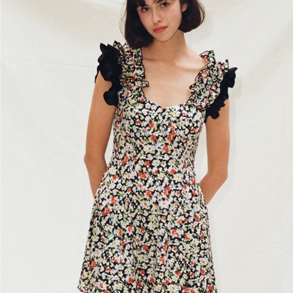 b.Fleurs Tilly Floral Print Cut Out Back Mini Dress Open Back Colors Silk Dress
